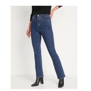 Womens Old Navy Extra High Rise Kicker Boot Dark Wash Tall Long Jeans Size 14